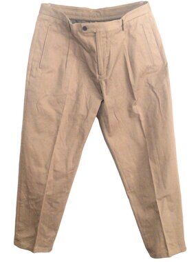 NWT Massimo Dutti Lab Tan Pleated Detail Trousers Size 36 Luxury Cotton Egypt